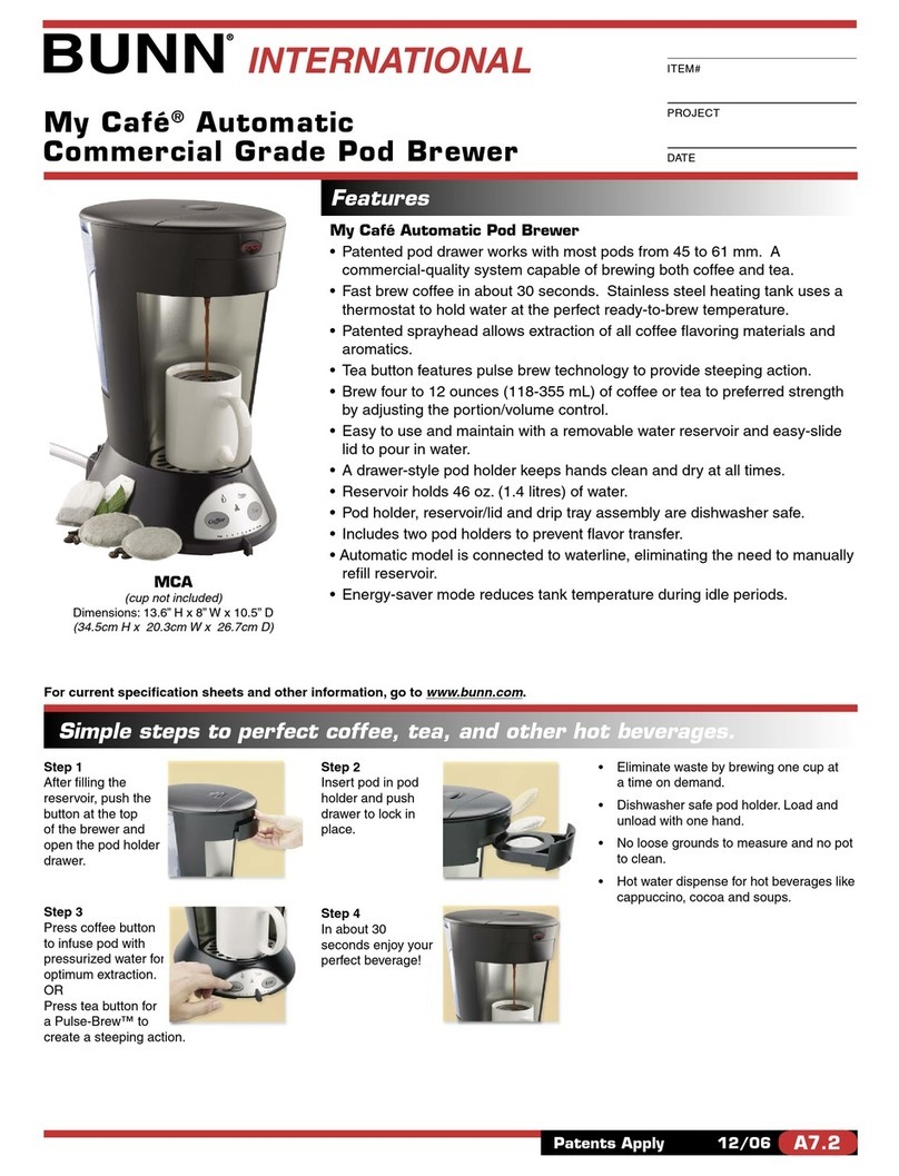 Bunn My Cafe Manuel utilisateur