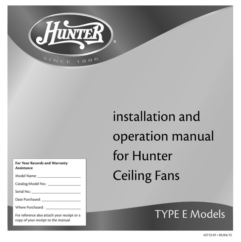 Hunter TYPE E Series Manuel utilisateur Hunter TYPE E Series Manuel utilisateur