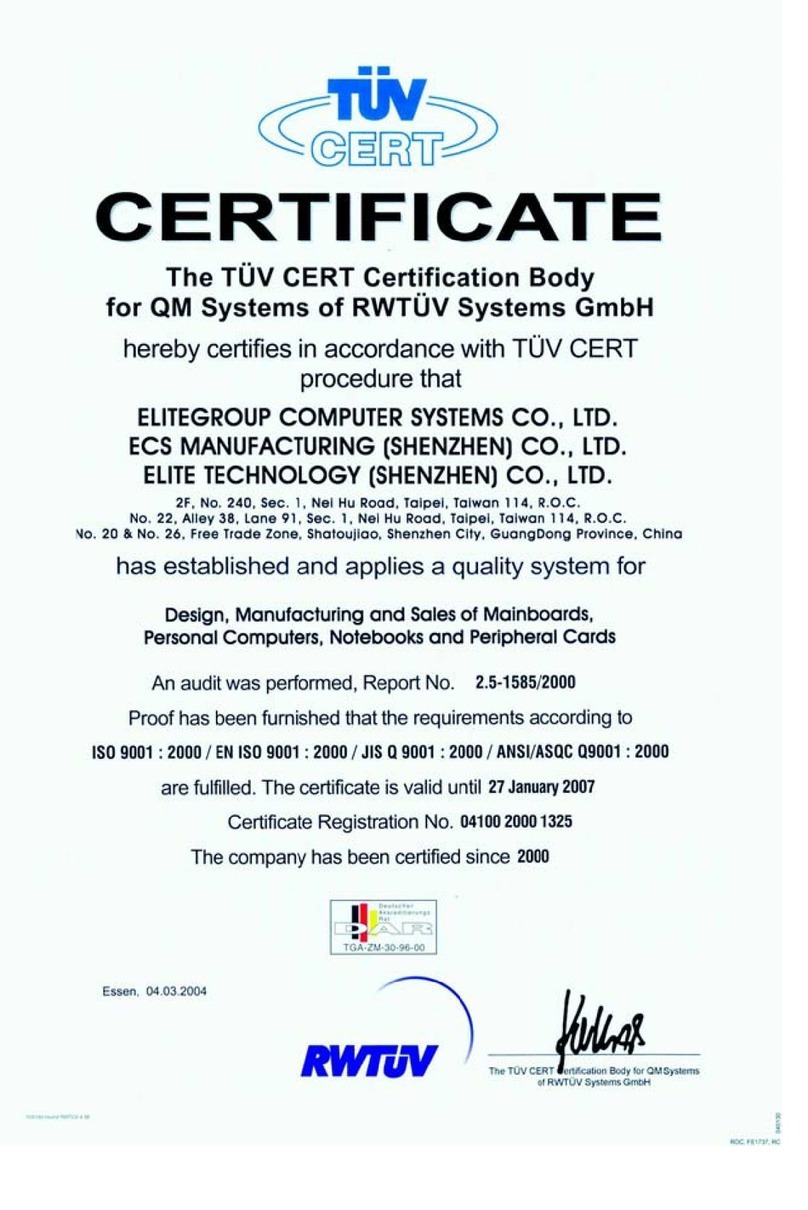 ECS Motherboard Manuel utilisateur