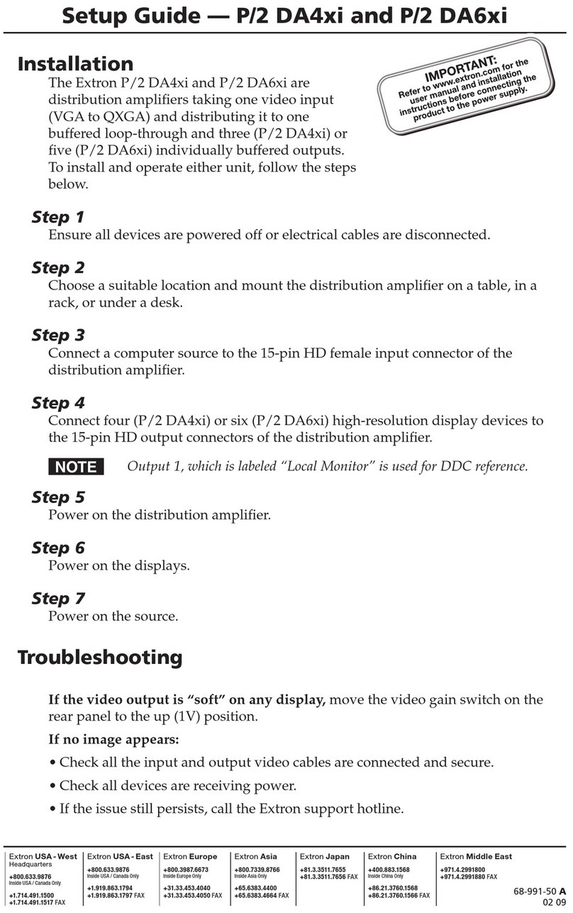 Extron electronics VGA Distribution Amplifiers P/2 DA4xi s Manuel utilisateur