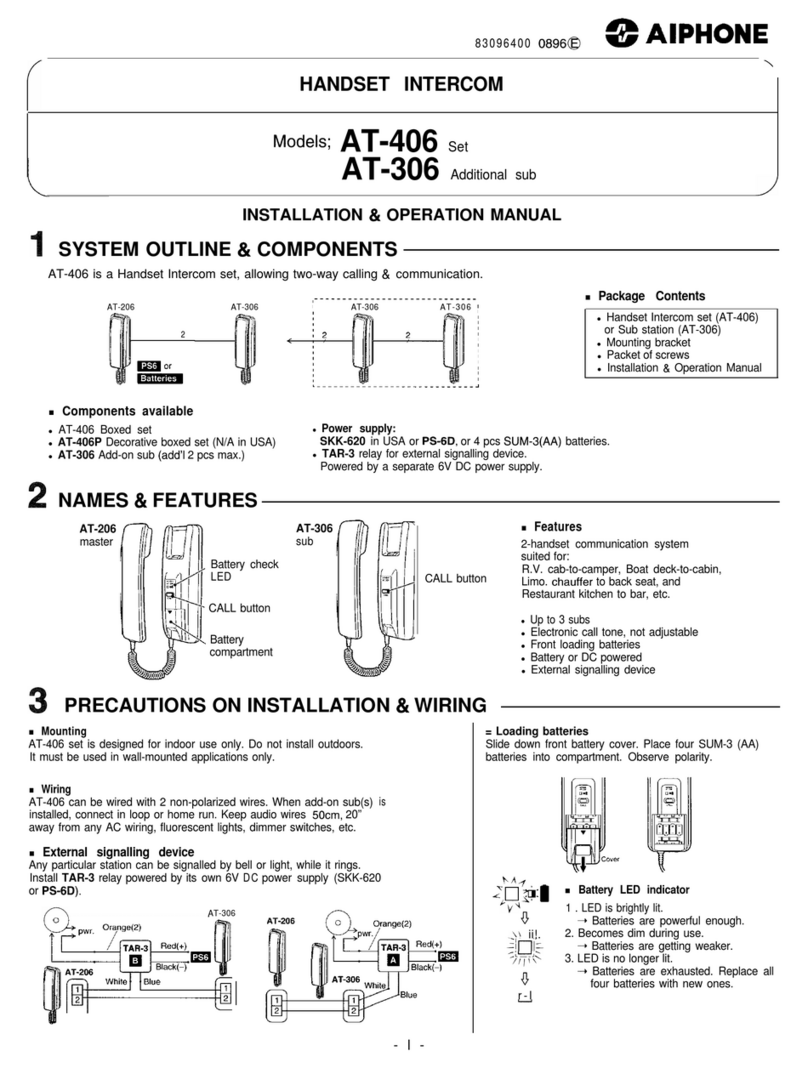 Aiphone AT-406 Manuel utilisateur