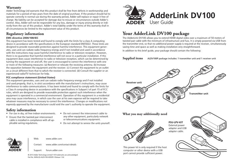 ADDER Link DV100 Manuel utilisateur