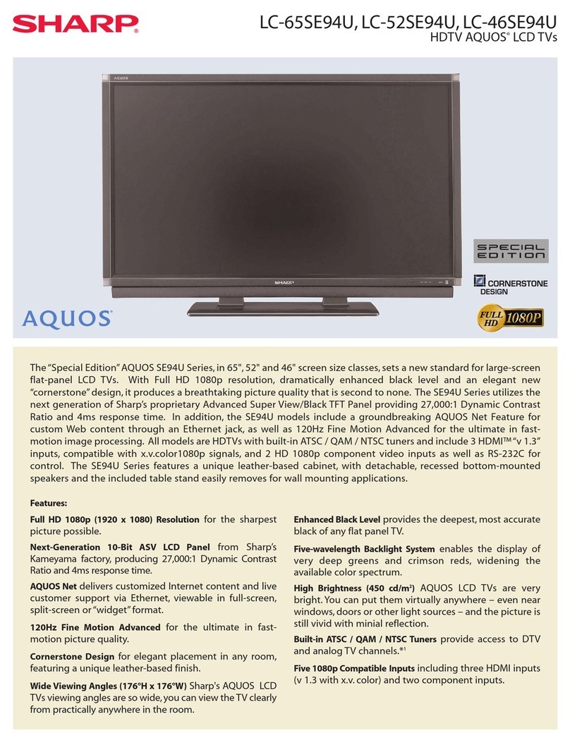 Sharp Aquos LC-65SE94U Manuel utilisateur