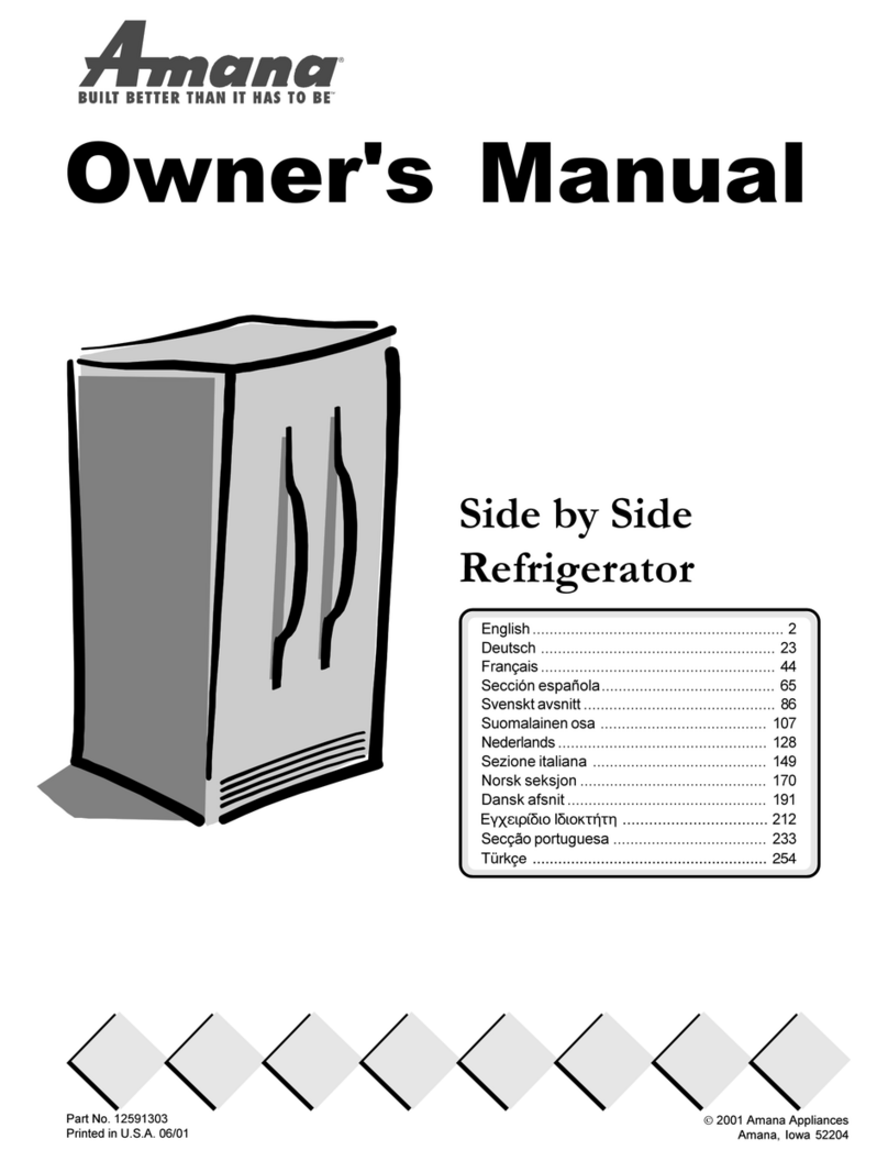 Amana Side By Side Refrigerator Manuel utilisateur