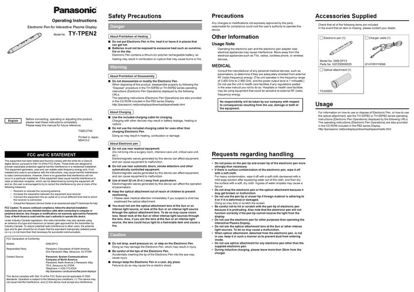 Panasonic TY-TPEN2 Manuel utilisateur Panasonic TY-TPEN2 Manuel utilisateur