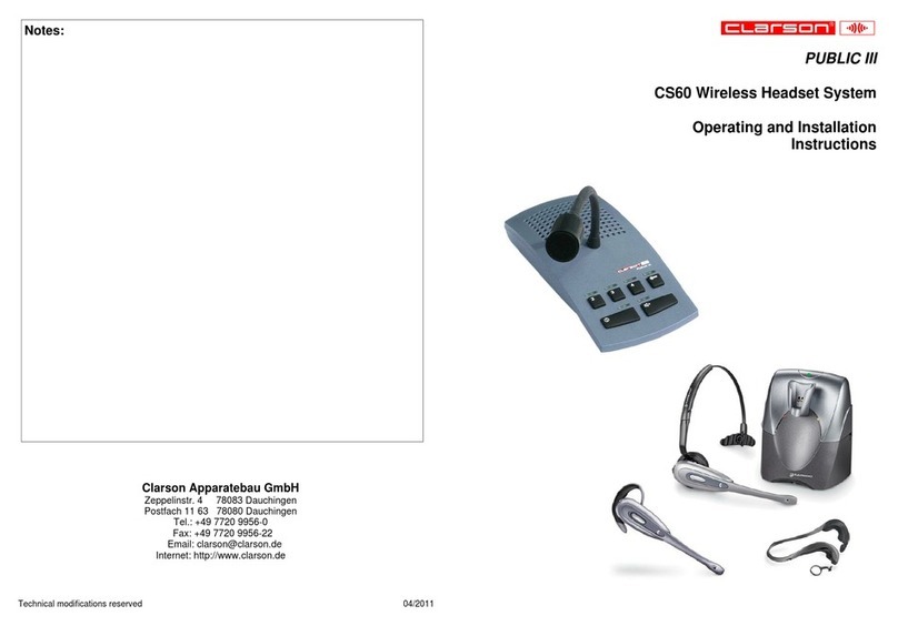 Clarson CS60 Manuel utilisateur Clarson CS60 Manuel utilisateur