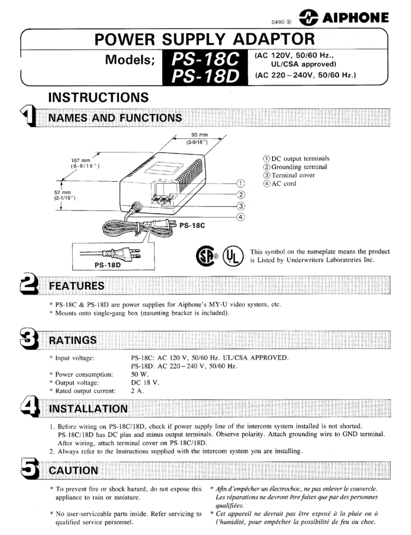 Aiphone PS-18C Manuel utilisateur Aiphone PS-18C Manuel utilisateur