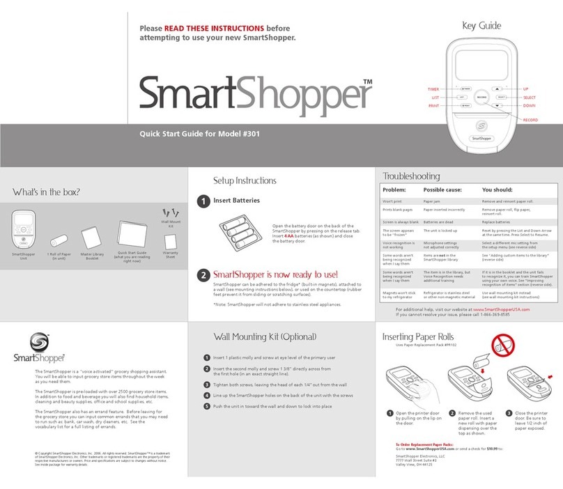 SmartShopper 301 Manuel utilisateur