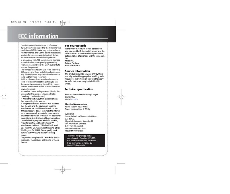 RCA RP2478 Manuel utilisateur