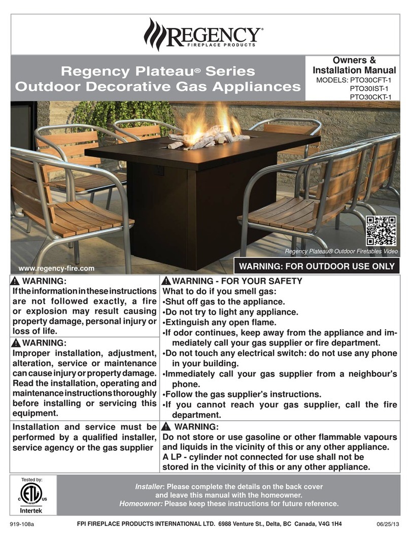 Regency Plateau PTO30CFT-1 Guide de démarrage rapide