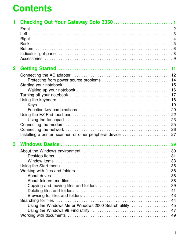 Gateway 3350 Manuel utilisateur Gateway 3350 Manuel utilisateur