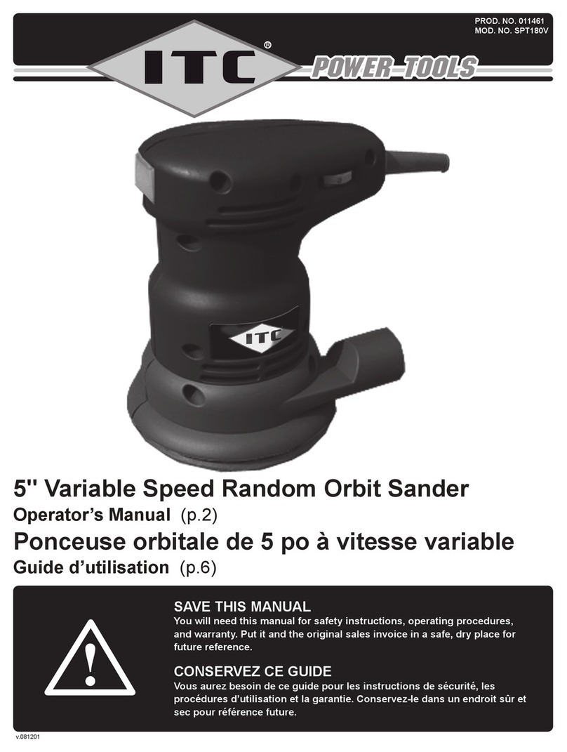 ITC 5" Variable Speed Random Orbit Sander Manuel utilisateur