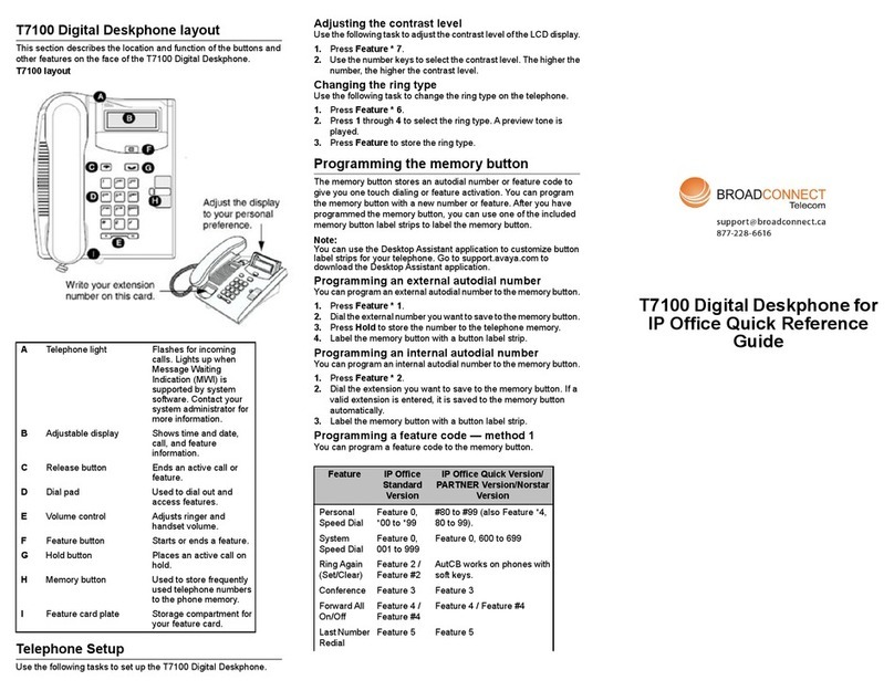 Broadconnect IP Office T7100 Manuel utilisateur