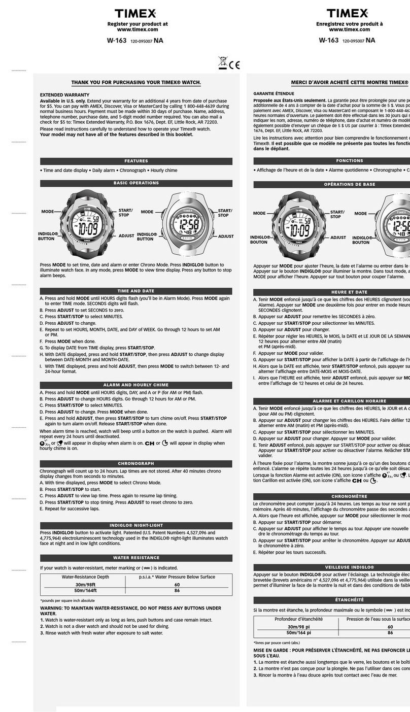 Timex W-163 Manuel utilisateur