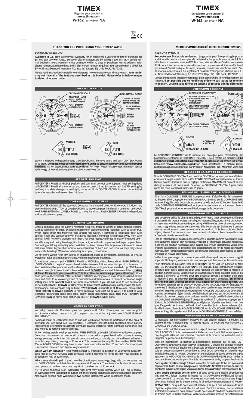 Timex W-162 Manuel utilisateur