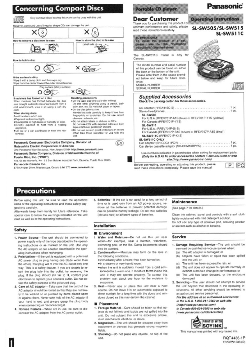 Panasonic SL-SW505 Manuel utilisateur