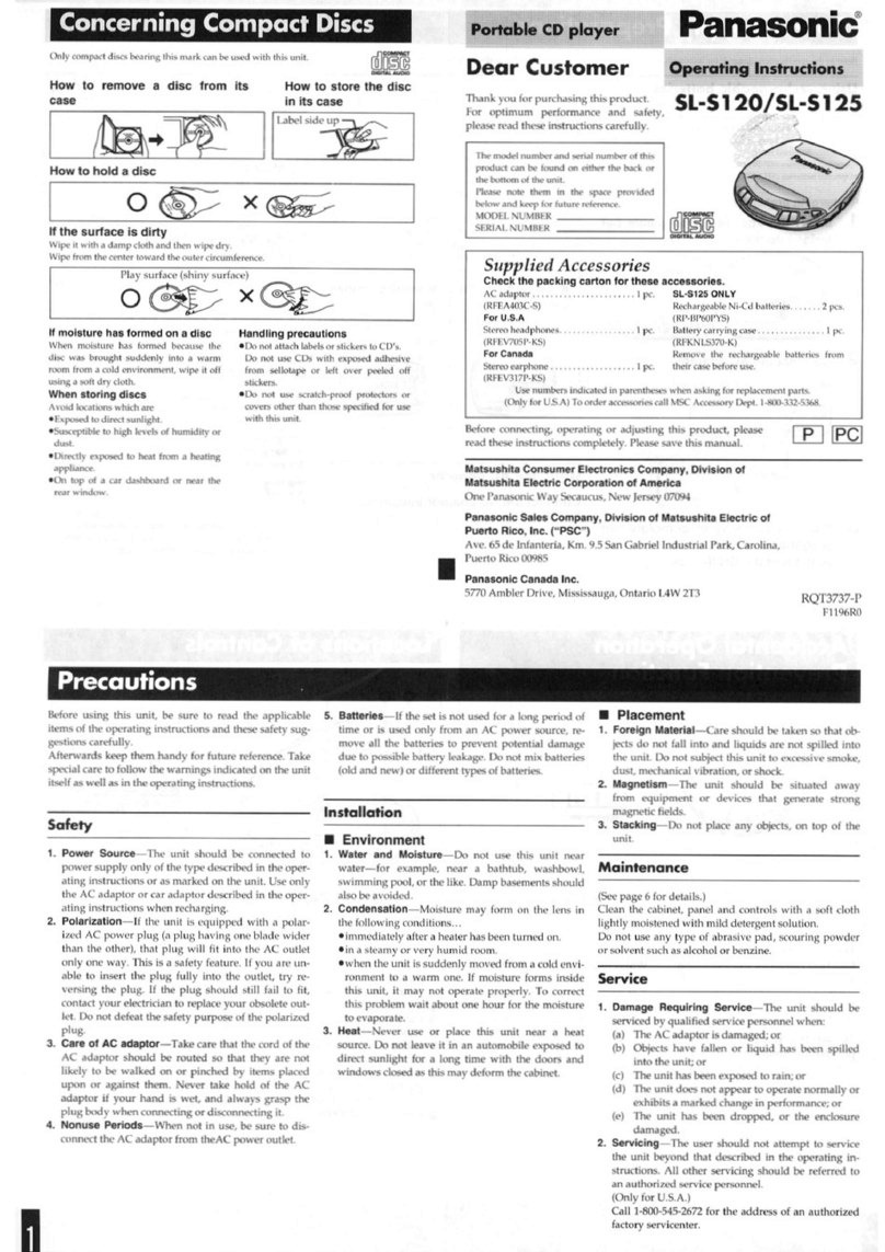 Panasonic SL-S120 Manuel utilisateur