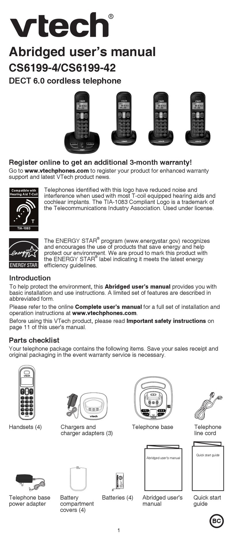 V-tech CS6199-4 Manuel utilisateur
