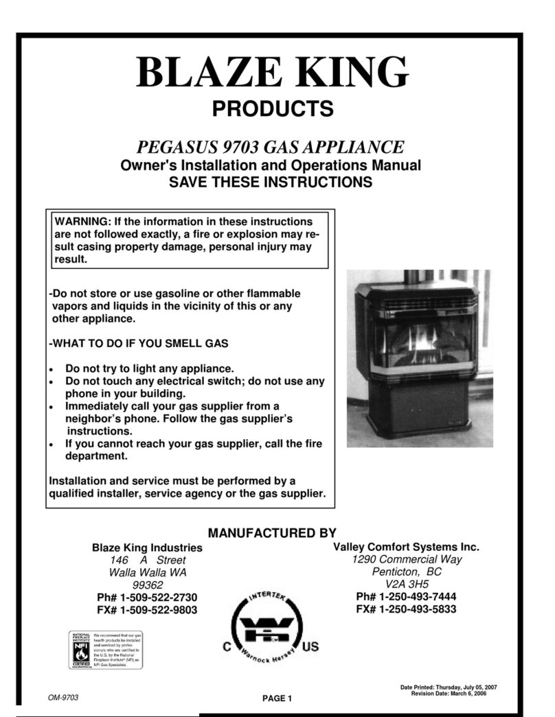 Blaze King PEGASUS 9703 Guide de démarrage rapide