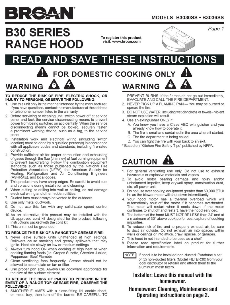 Broan B3030SS Manuel utilisateur