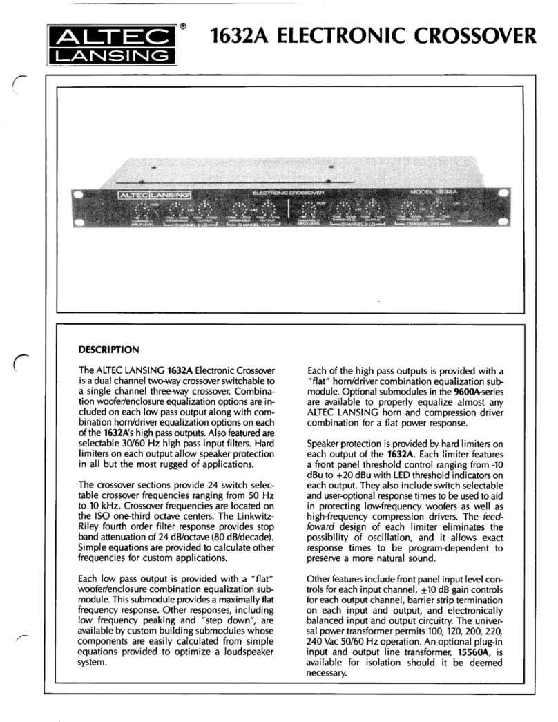 Altec Lansing 1632C SIGNAL PROCESSING Manuel utilisateur Altec Lansing 1632C SIGNAL PROCESSING Manuel utilisateur