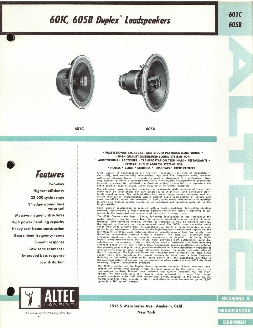 Altec Lansing 601C DUPLEX SPEAKERS Manuel utilisateur