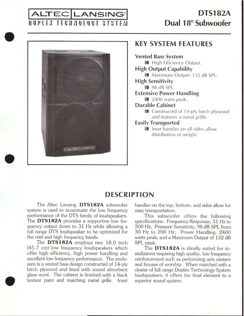 Altec Lansing DTS182A LF SPEAKER SYSTEM Manuel utilisateur