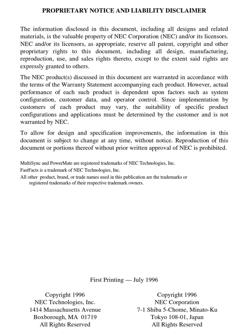 NEC POWERMATE VE - 07-1996 Manuel utilisateur