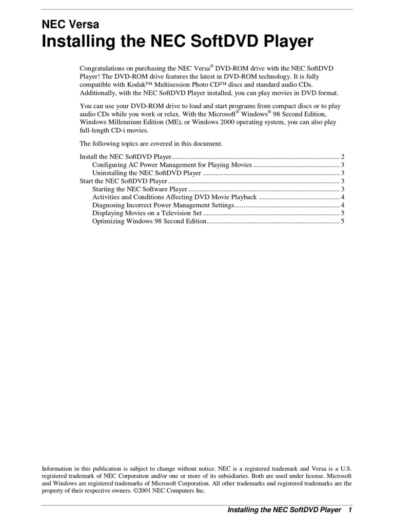 NEC SOFTDVD PLAYER Manuel utilisateur