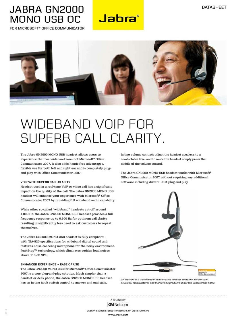 Jabra GN2000 MONO USB OC Manuel utilisateur