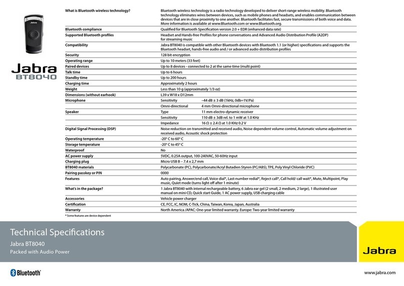 Jabra BT8040 Multiuse Manuel utilisateur