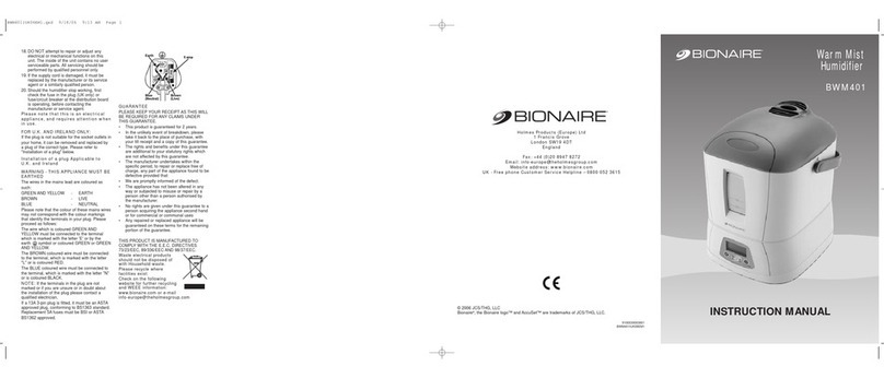 Bionaire BWM401 -  2 Manuel utilisateur