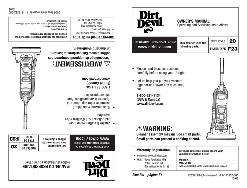 Dirt Devil M120000 Manuel utilisateur