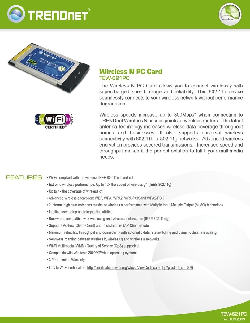 TRENDnet TEW-621PC - 300Mbps Wireless N PC Card... Manuel utilisateur TRENDnet TEW-621PC - 300Mbps Wireless N PC Card... Manuel utilisateur