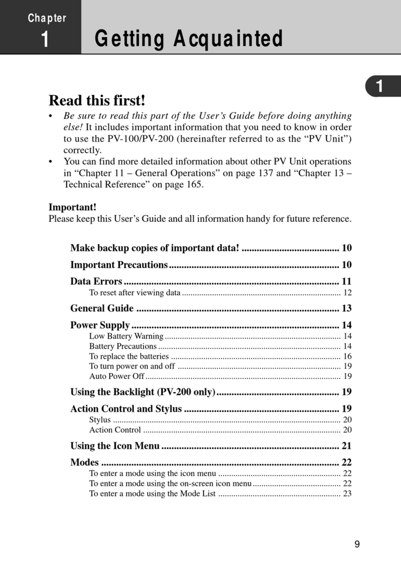 Casio PV-100 Feuille d'instructions