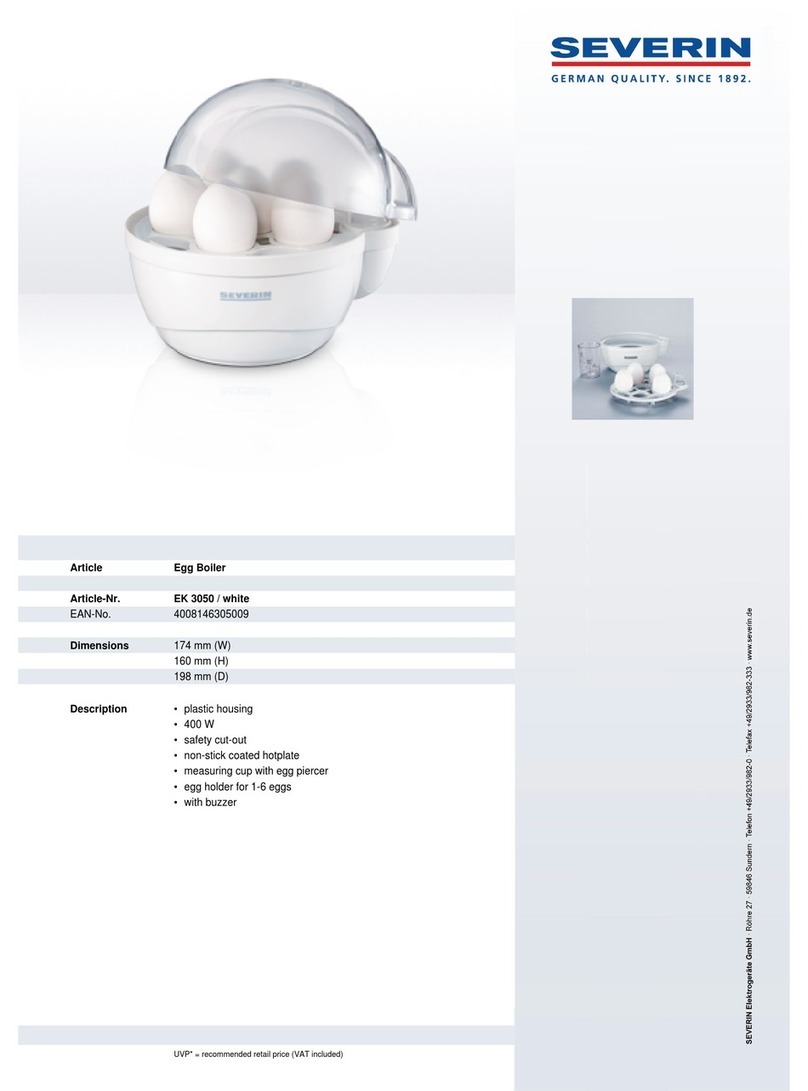 SEVERIN EGG BOILER - Guide de l'utilisateur SEVERIN EGG BOILER - Guide de l'utilisateur