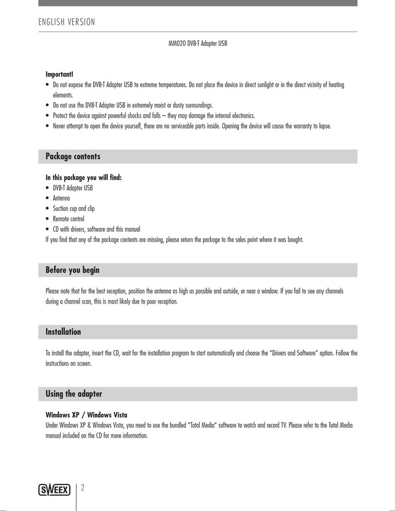 SWEEX MM020 Manuel utilisateur SWEEX MM020 Manuel utilisateur