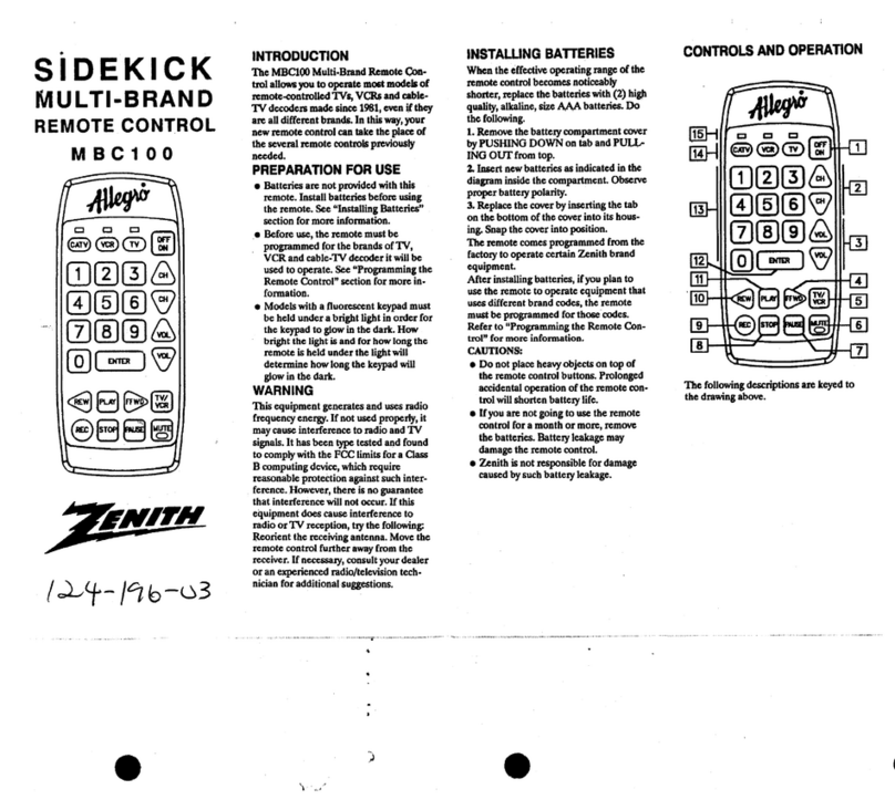 Zenith Allegro MBC100 Manuel utilisateur