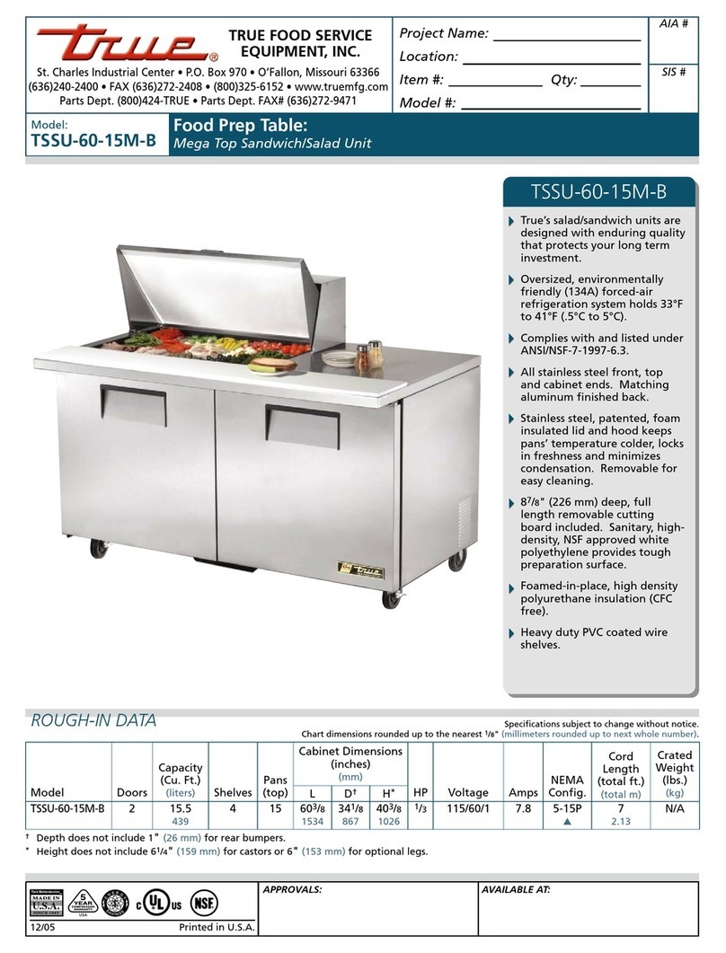 True TSSU-60-15M-B Manuel utilisateur