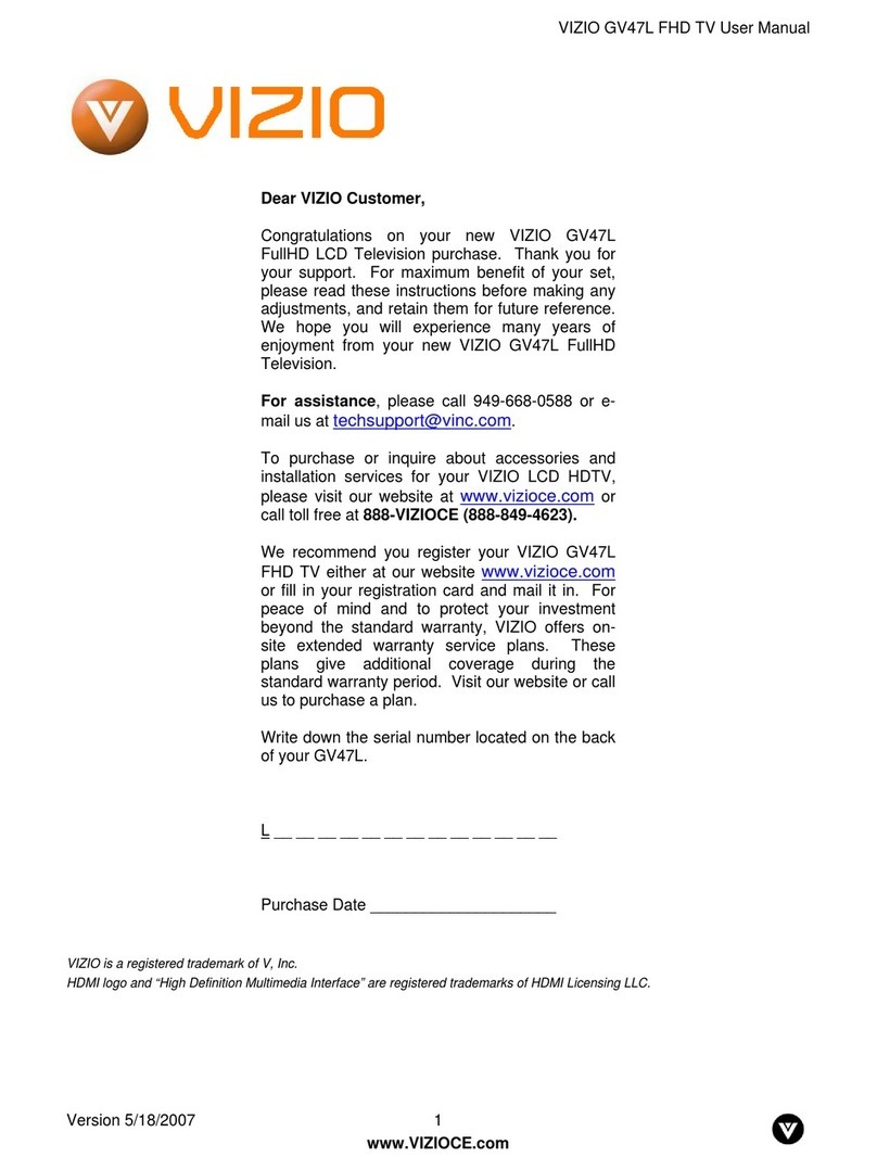 Vizio GV47LF - 47" LCD TV Manuel utilisateur