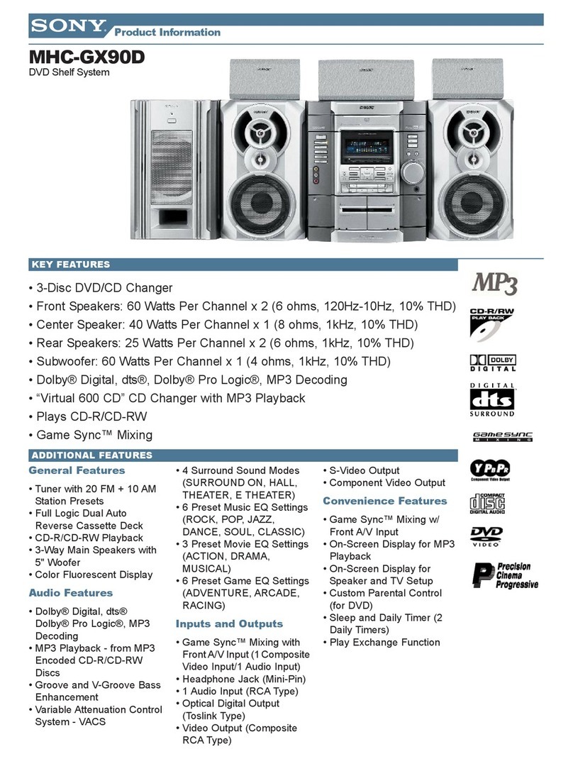 Sony MHC-GX90D - Dvd Shelf System Manuel utilisateur