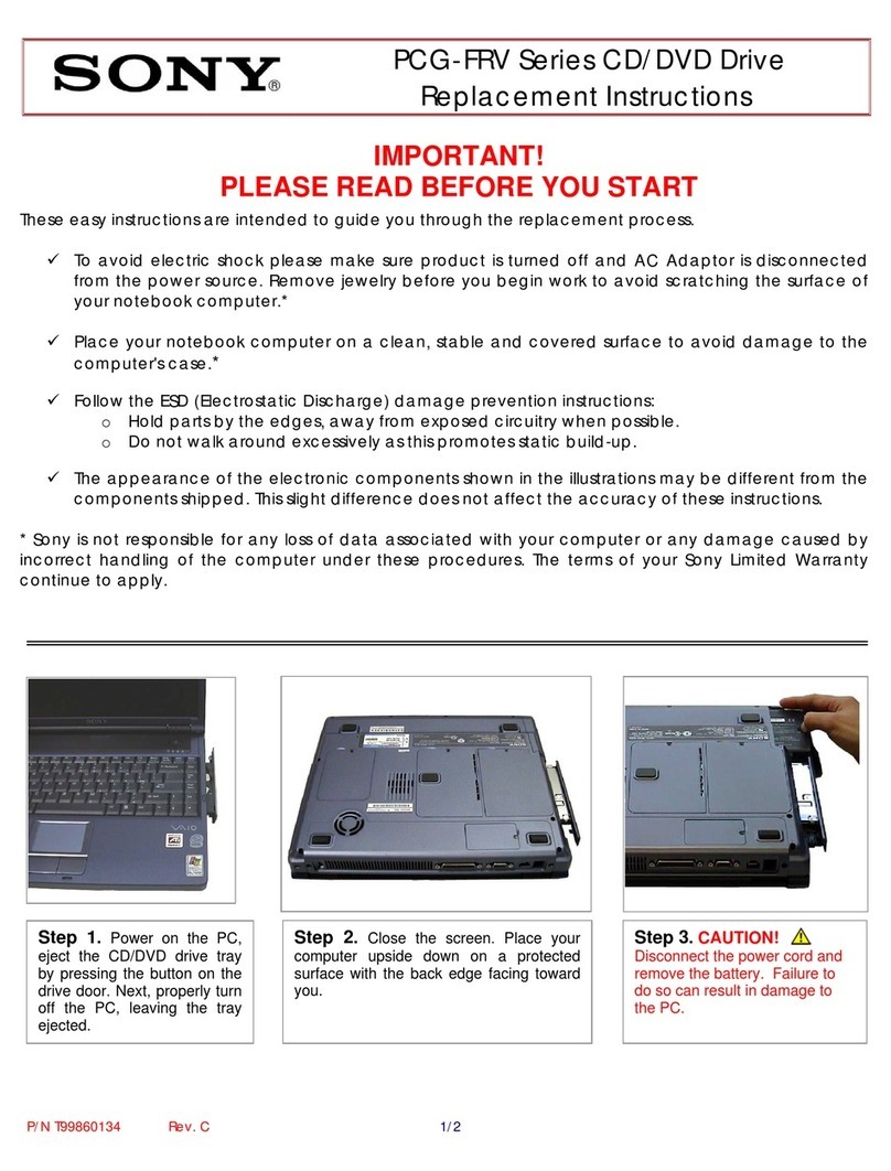Sony PCG-FRV Instructions d'installation