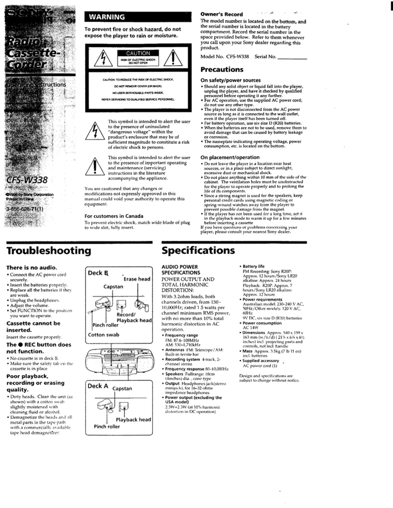 Sony CFS-W338 Manuel utilisateur