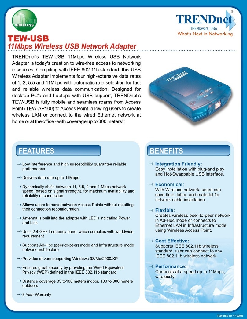 TRENDnet TEW-USB Manuel utilisateur