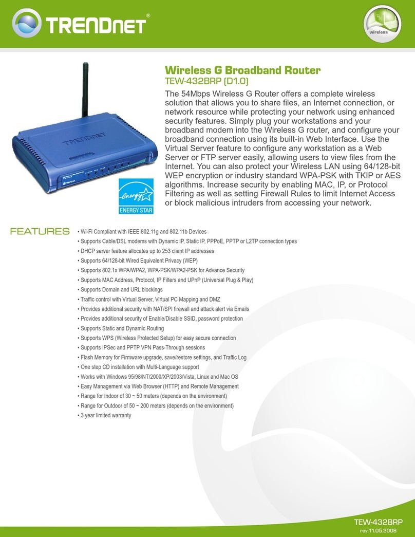 TRENDnet TEW-432BRP - Wireless Router Manuel utilisateur