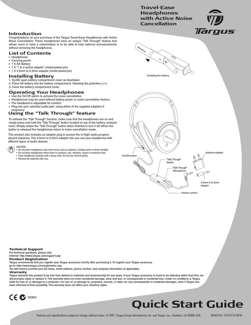 Targus AEH01US Manuel utilisateur