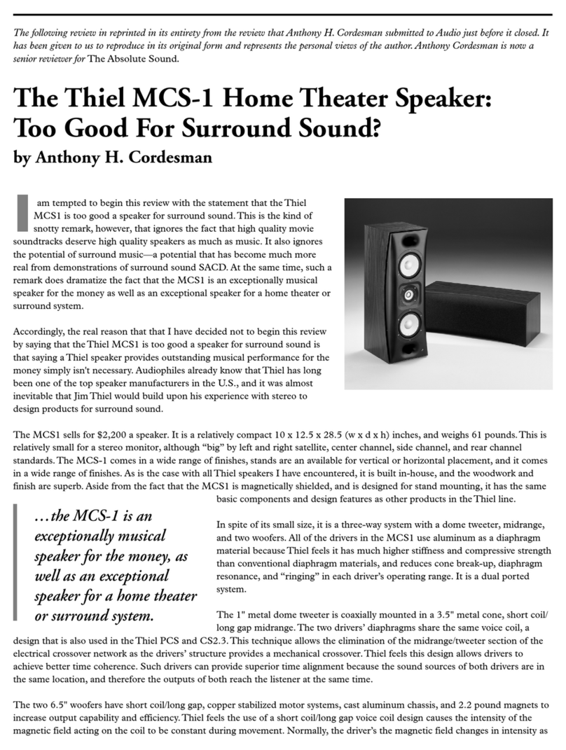 Thiel PCS Dimensions Thiel PCS Dimensions