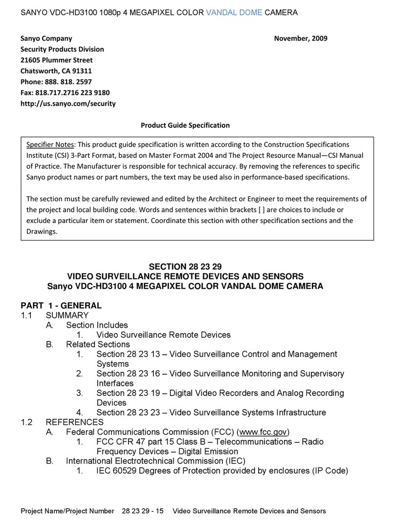 Sanyo VDC-HD3100 - Full HD 1080p Vandal Dome... Manuel utilisateur