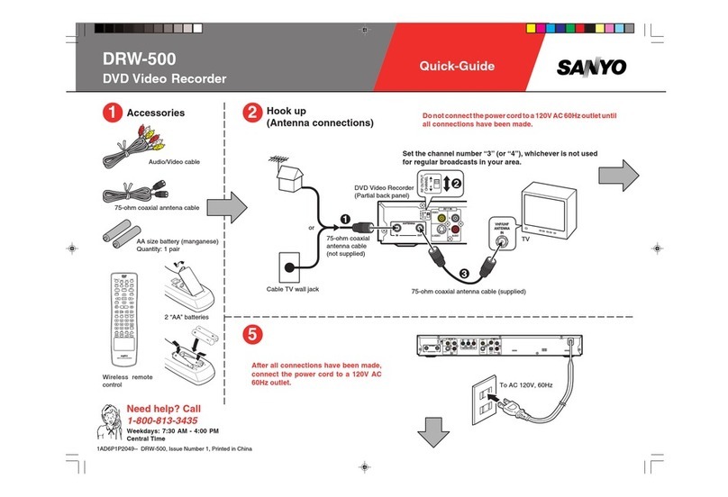 Sanyo DRW500 - Slim DVD Recorder/Player Manuel utilisateur