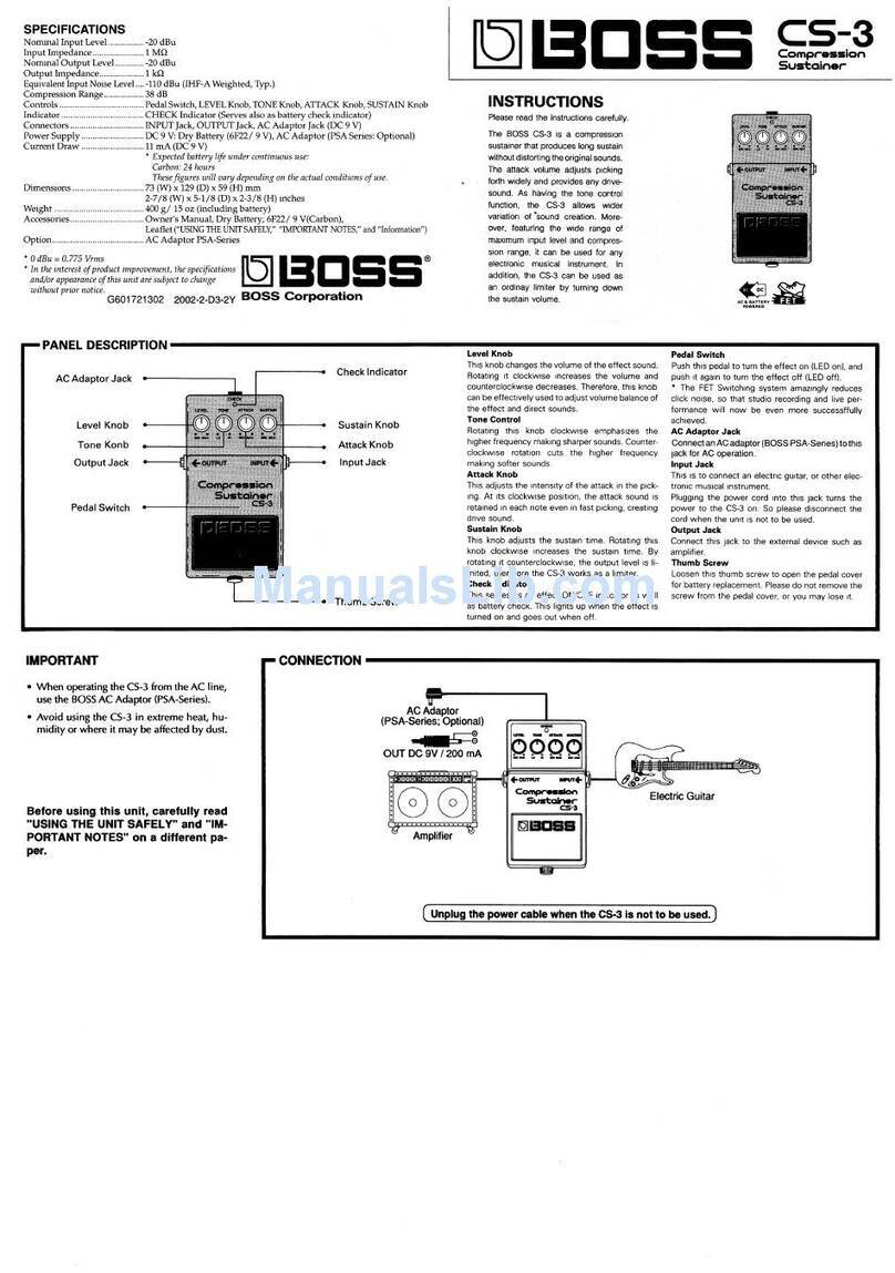 BOSSCO CS-3 Manuel utilisateur BOSSCO CS-3 Manuel utilisateur